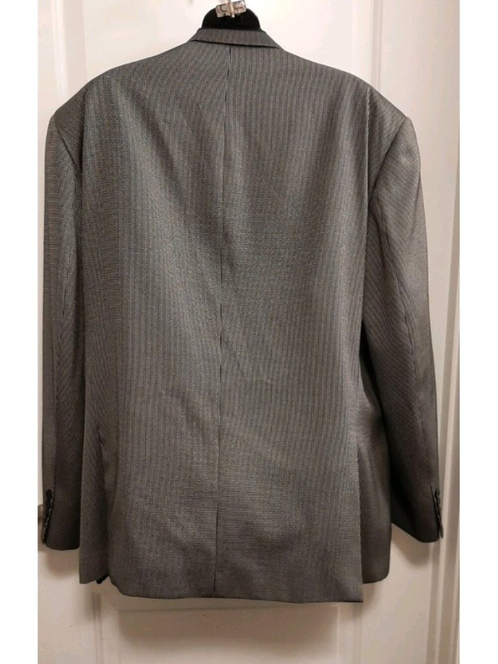 I Italian Soft Mens Suit Jacket 48R Black & Gray Pinpoint Pattern - Picture 7 of 13